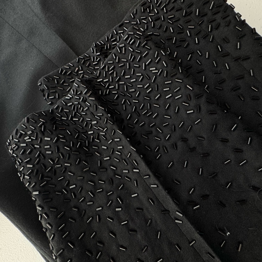 Talbots Black Marzotto Italian Wool Blend Beaded Hem Ankle Pants Size 10 - Picture 2 of 8